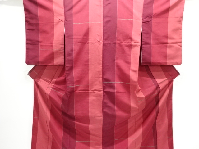 アンティーク　変わり横段織り出し米沢紬着物